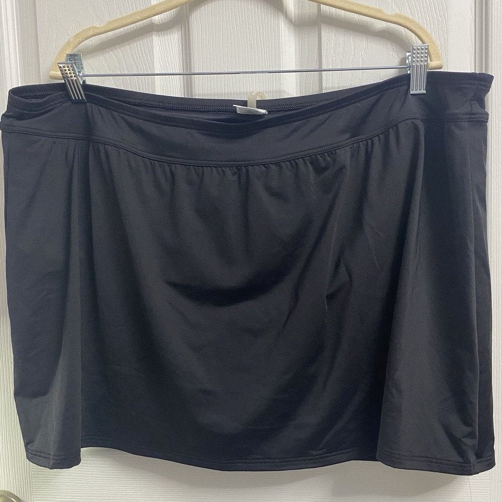 Lands End Swim Skirt Black Sz. 24W Elastic Waist. Pull-On. Brief Liner NWT $70
